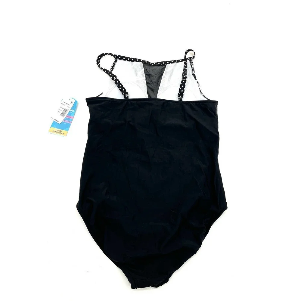 SWIM SOLUTIONS Black Floral Mesh One Piece Swimsuit 14 NEW - Picture 5 of 7